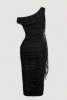 Picture of Women’s Dress – Off shoulder, Ruched, Metal Buckle