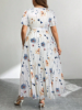 Picture of Women’s Dress – Midi Plus Size, V-Neck, Short sleeves, Belt