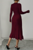 Picture of Women’s Dress – Elegant Knit, V-Neck, Long Sleeve, Buttoned, Fitted