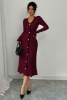 Picture of Women’s Dress – Elegant Knit, V-Neck, Long Sleeve, Buttoned, Fitted