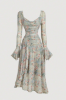 Picture of Women’s Dress –Vintage Floral, Long Sleeve, Ruffle Detail