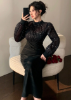 Picture of Women’s Dress – Elegant Mesh, Long Sleeve, Evening wear