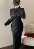 Picture of Women’s Dress – Elegant Mesh, Long Sleeve, Evening wear