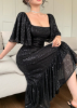 Picture of Women’s Elegant Chiffon Maxi Dress – Ruffle Collar & Hem