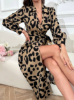 Picture of Women’s Wrap Maxi Dress – Leopard Print, Tie Detail, Evening Style