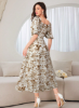 Picture of Women’s Elegant Dress – All-Over Print, Lantern Sleeves, Ruffle Collar