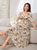 Picture of Women’s Elegant Dress – All-Over Print, Lantern Sleeves, Ruffle Collar