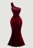 Picture of Women’s Elegant One-Shoulder Maxi Dress – velvet, Vintage Style