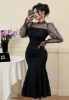 Picture of Women’s Elegant Evening Dress – Puff Sleeves, Sequins, High Neck, Mermaid Hem