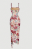 Picture of Women’s Romantic Floral Dress – Spaghetti Straps, Ruffle Hem, Asymmetric Cut