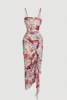 Picture of Women’s Romantic Floral Dress – Spaghetti Straps, Ruffle Hem, Asymmetric Cut
