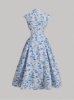 Picture of Women’s Chinese-Style Dress – Blue Floral, Buckle Detail