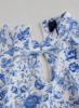 Picture of Women’s Chinese-Style Dress – Blue Floral, Buckle Detail