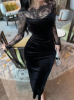 Picture of Women’s Mermaid Midi velvet Dress – Lace Patchwork