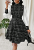 Picture of Women’s Tweed Dress – Metal Buckle Detail, White sleeves , Elegant Style