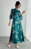 Picture of Women’s Maxi Cheongsam – Green Floral, Flared Sleeves