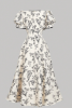 Picture of Women’s Elegant Dress – Square Neck, Floral Print, Puff Sleeves