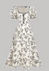 Picture of Women’s Elegant Dress – Square Neck, Floral Print, Puff Sleeves