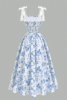 Picture of Women’s Elegant Dress – Floral Print, Ruffle Collar, Tie Shoulder