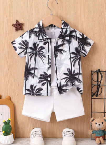 Picture of Baby Boys palm tree print Set - shirt style
