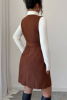 Picture of Women’s Vintage Corduroy Mini Dress – V-Neck, Metal Button Detail, Sleeveless