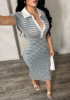 Picture of Women’s Polo Midi Dress – Stripes, High Stretch Knit