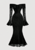 Picture of Women’s Off-Shoulder Lace Bodycon Dress – Front Bow, Long Sleeves