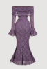 Picture of Women’s Off-Shoulder Lace Bodycon Dress – Front Bow, Long Sleeves