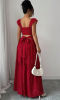Picture of Women’s Elegant Dress – Square Neck, Polka Dot Chiffon, Flowing Maxi Skirt