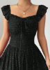 Picture of Women’s Elegant Dress – Square Neck, Polka Dot Chiffon, Flowing Maxi Skirt