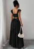 Picture of Women’s Elegant Dress – Square Neck, Polka Dot Chiffon, Flowing Maxi Skirt