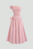 Picture of Women’s Elegant Summer Dress –  Asymmetric Hem, One-Shoulder Style