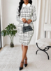 Picture of Women’s Tweed Midi Dress – Shirt Collar, Bodycon Workwear