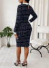 Picture of Women’s Tweed Midi Dress – Shirt Collar, Bodycon Workwear