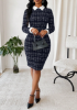 Picture of Women’s Tweed Midi Dress – Shirt Collar, Bodycon Workwear