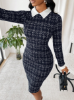 Picture of Women’s Tweed Midi Dress – Shirt Collar, Bodycon Workwear