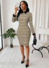Picture of Women’s Tweed Midi Dress – Shirt Collar, Bodycon Workwear