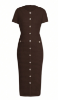 Picture of Women’s Elegant Solid Dress – Zipper, Fake Buckle, Short Sleeve