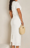 Picture of Women’s Elegant Solid Dress – Zipper, Fake Buckle, Short Sleeve