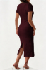 Picture of Women’s Elegant Solid Dress – Zipper, Fake Buckle, Short Sleeve