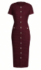 Picture of Women’s Elegant Solid Dress – Zipper, Fake Buckle, Short Sleeve