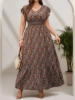 Picture of Women's  Plus Size Elegant Maxi Dress – V-Neckline, Patterned Fabric, Flowing Silhouette
