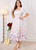 Picture of Women's Plus Size Party Dress – Square Neck, Floral Pattern