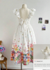 Picture of Women's Plus Size Boho Dress – Multicolor Floral, Back Tie & Flutter Sleeves