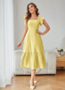 Picture of Women’s Solid Dress – Square Neck, Ruffle Trim, sleeveless