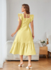 Picture of Women’s Solid Dress – Square Neck, Ruffle Trim, sleeveless