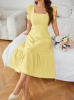 Picture of Women’s Solid Dress – Square Neck, Ruffle Trim, sleeveless
