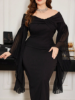 Picture of Women's Elegant Plus Size  Evening Dress – Off-Shoulder, Bodycon Silhouette