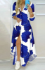 Picture of Women’s Elegant Floral Maxi Shirt Dress – Long Sleeve, V-Neck