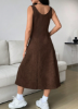 Picture of Women’s Solid Sleeveless Dress – Button Front, Ruched Waist
